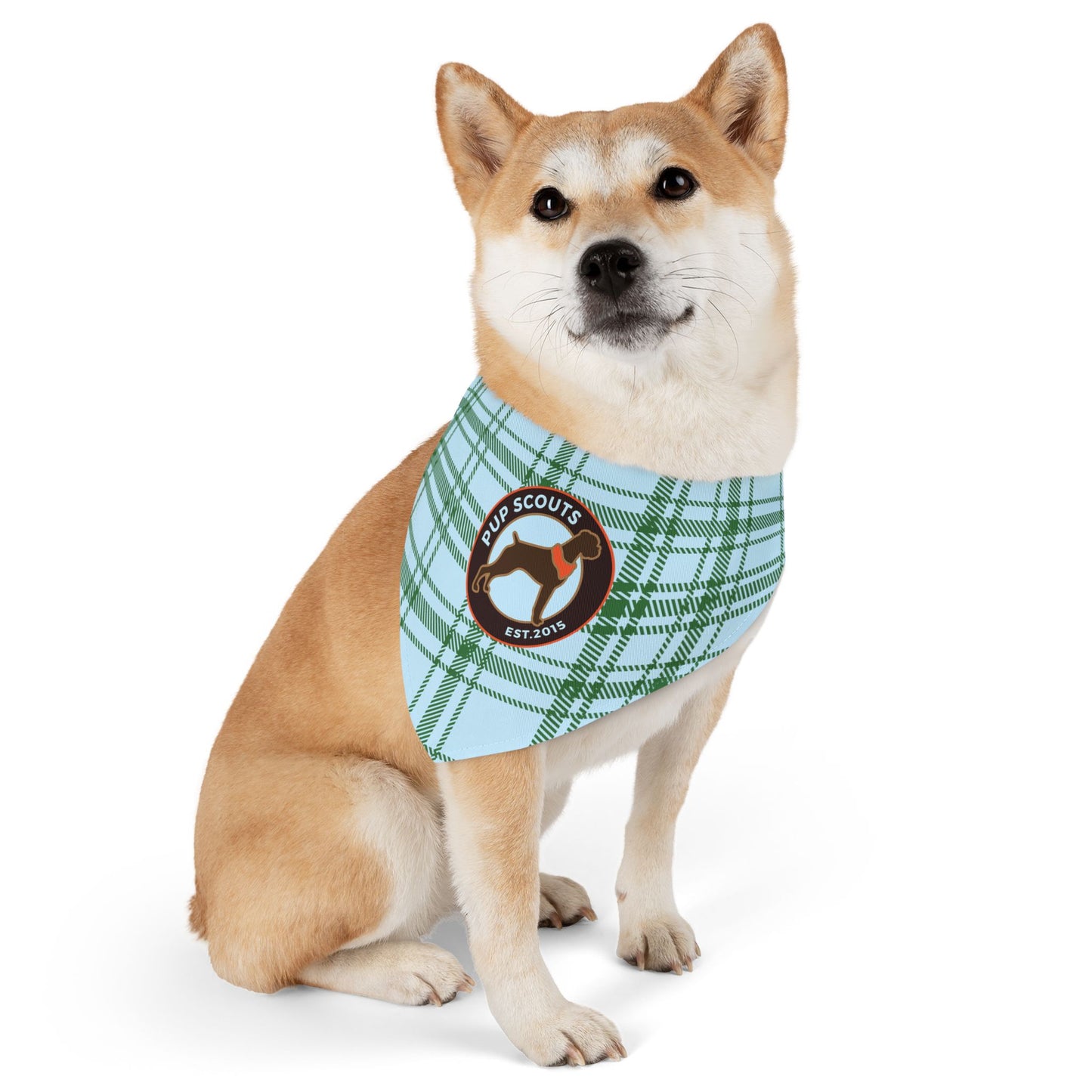 Blue Plaid Pet Bandana Collar