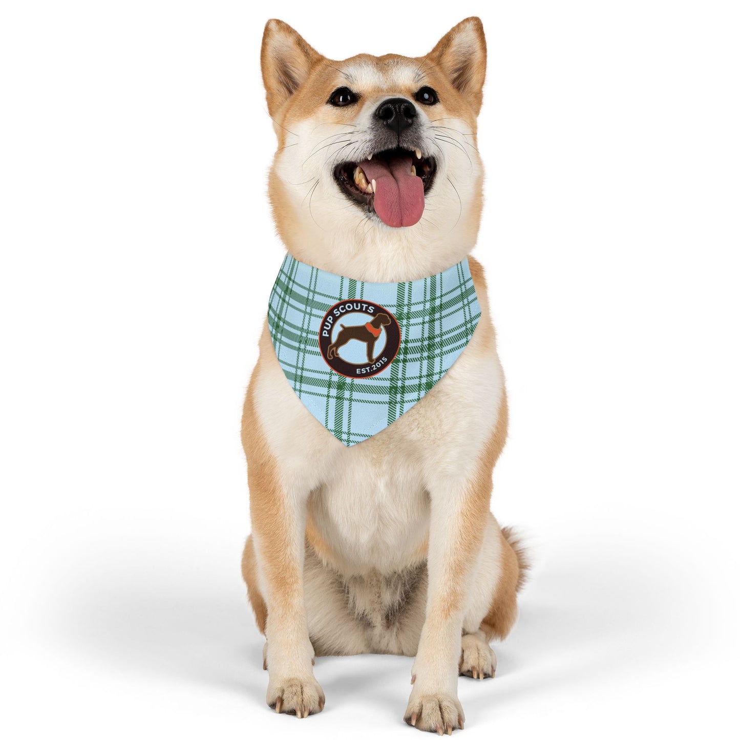 Blue Plaid Pet Bandana Collar