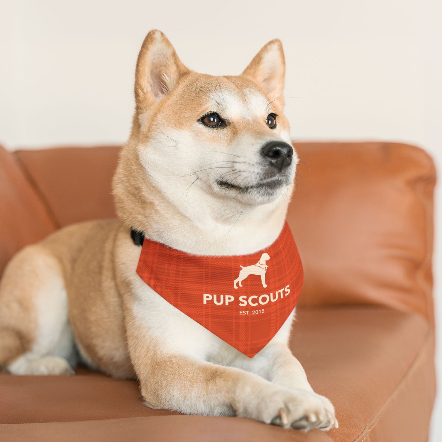 Orange Plaid Pet Bandana Collar