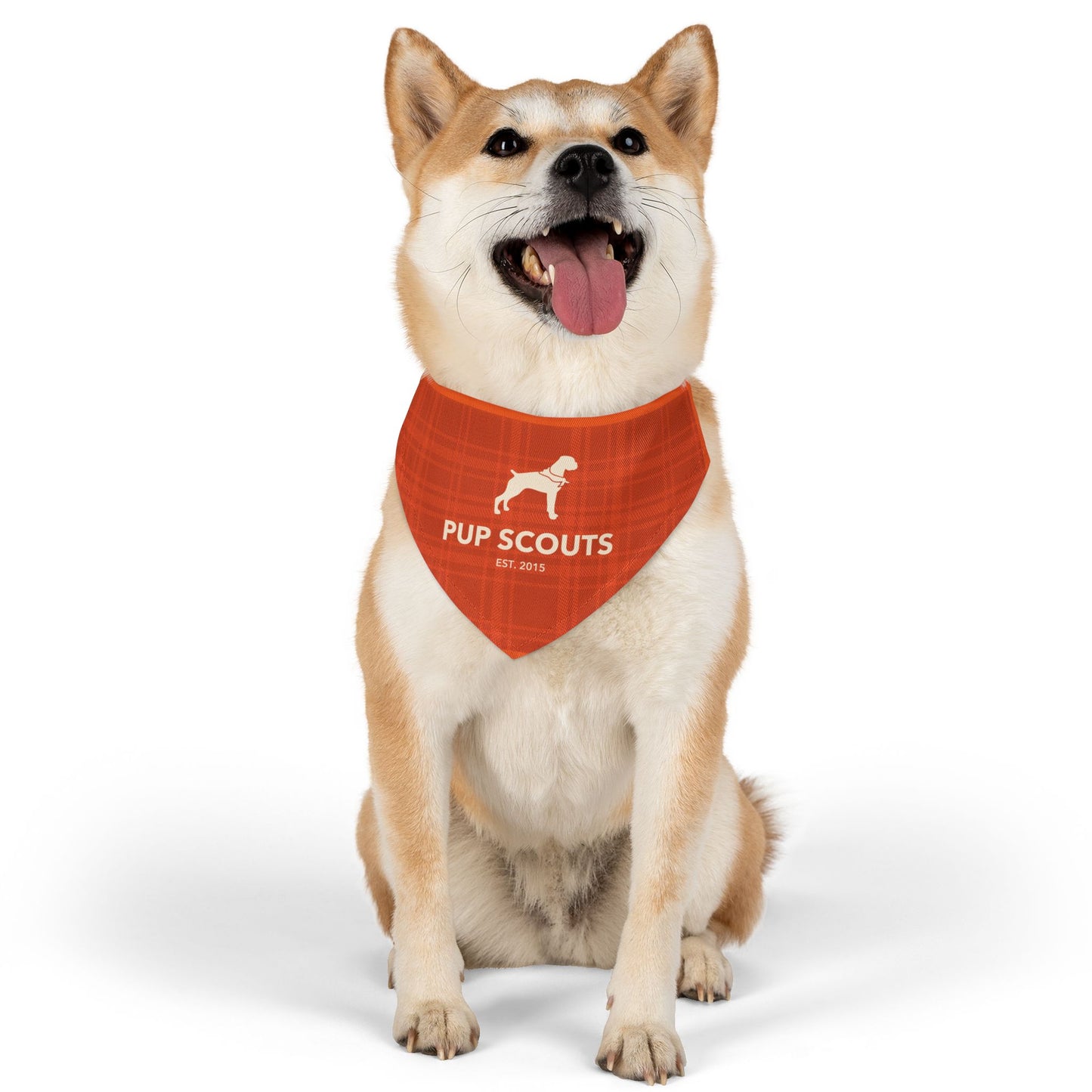 Orange Plaid Pet Bandana Collar